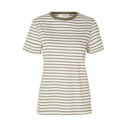 SELECTED Tricou 'SLFJESMINES' oliv / alb