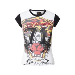 Ed Hardy Tricou 'Roaring Tiger' galben / roșu cireș / negru / alb