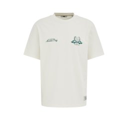 WE Fashion Tricou 'Côte d'Azur' verde închis / alb murdar