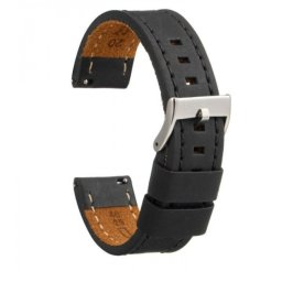Curea piele neagră XL vintage QR, cusătură neagră 18mm - 384EL0118