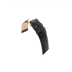 Curea piele de soparla captusita cu finisaj lacuit neagra 16mm -3310116
