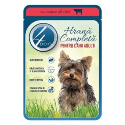 Set Hrana Umeda pentru Caini 4 Dog, cu Vita, 18 Plicuri x 100 g