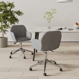 Scaune de bucatarie pivotante, 2 buc., gri deschis, textil GartenMobel Dekor