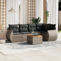 Set mobilier gradina cu perne, 6 piese, gri, poliratan GartenMobel Dekor