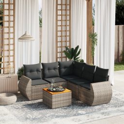 Set mobilier gradina cu perne, 6 piese, gri, poliratan GartenMobel Dekor