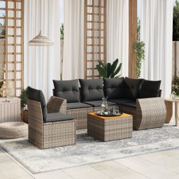 Set mobilier gradina cu perne, 6 piese, gri, poliratan GartenMobel Dekor