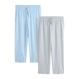 Next Pantaloni de pijama albastru deschis / gri amestecat / alb