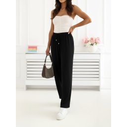 Pantaloni negri de vară cu talie înaltă