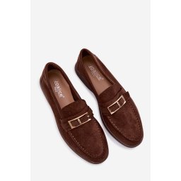 Mocasini de damă din piele întoarsă cu cataramă