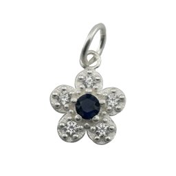 Pandantiv din Argint 925, Jolie Silver, pentru Dama, Model Floare Cu Pietre de Zirconiu Cubic, 1 x 1 cm, 0.9 g, Argintiu/Bleumarin