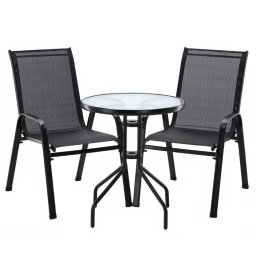 Set mobilier gradina Sersimo Torino, 2 scaune, 1 masa, gri antracit