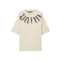 PALM ANGELS T-Shirt Big Neck Logo Loose PMAA10DS26JER002 6160-beige brown