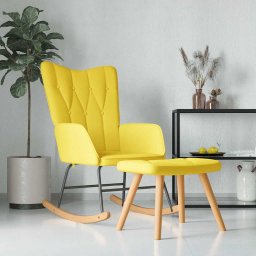 Scaun balansoar cu taburet, galben mustar, textil GartenMobel Dekor