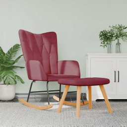 Scaun balansoar cu taburet, rosu vin, textil GartenMobel Dekor