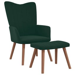 Scaun de relaxare cu taburet, verde închis, catifea GartenMobel Dekor