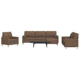 Set canapele cu taburet si perne, 4 piese, maro, textil GartenMobel Dekor