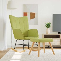 Scaun balansoar cu taburet, verde, textil GartenMobel Dekor