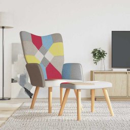 Scaun de relaxare cu taburet, textil, petice GartenMobel Dekor