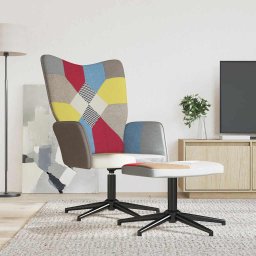 Scaun de relaxare cu taburet, textil, petice GartenMobel Dekor