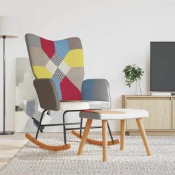 Scaun balansoar cu taburet, mozaic, material textil GartenMobel Dekor