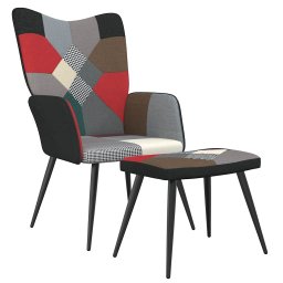 Scaun de relaxare cu taburet, textil, petice GartenMobel Dekor