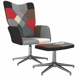 Scaun de relaxare cu taburet, textil, petice GartenMobel Dekor