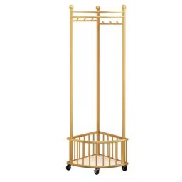 Cuier de colt cu roti impotriva peretelui metalic AURIU 51X34X160