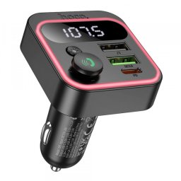 Modulator FM HOCO E85 2 x USB-A, 1x USB-C, RGB, Bluetooth 5.4, 38W, negru