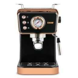 Espressor manual Zass ZEM 20 Rose Gold , 20 bar, 1350 W, compatibil capsule Nespresso, 1.5l, duza spumare inox, negru