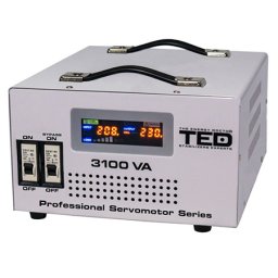 Stabilizator Tensiune Servomotor 3100VA TED Electric, Tensiune 140V-270V Intrare, 220V ±10% Iesire