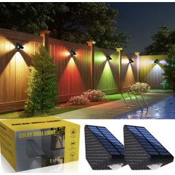 Set 2 Lampi Solare Decorative de Perete , Lumina in 3 Directii , Mullticolor , Alb rece , Alb Cald