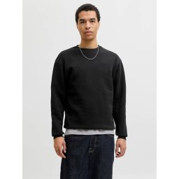 Jack & Jones Bluza barbati, simpla cu decolteu la baza gatului, Negru (SELECTATI MARIMEA: L)