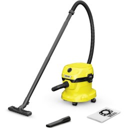 Aspirator umed-uscat Karcher WD 2 Plus V-12/4/18, 1000 W, recipient 12 l, furtun 1,8 m, functie de suflare, sac de filtrare, Galben-Negru