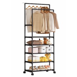 Suport multifunctional haine si incaltaminte cu rafturi si bara umerase 185x56x30 cm