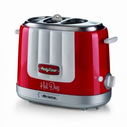 Aparat preparare hot-dog Ariete PARTY TIME 0206/00, 650W, 4 compartimente, 5 trepte, Functie Stop, Rosu