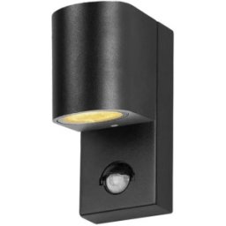 Set 2 x Aplica Perete Exterior Senzor PIR Shellon-1-S, GU10, IP44, Negru, Aluminiu, Well
