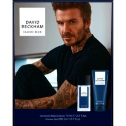 Set 2 x Caseta Cadou Barbati David Beckham Classic Blue, Deodorant Spray 75 ml, Gel Dus 200 ml