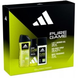Set 2 x Caseta Cadou Barbati Adidas Pure Game, Deodorant 75 ml, Spray Corp 150 ml, Gel Dus 250 ml
