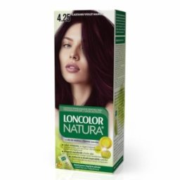 Set 4 x Vopsea de Par Permanenta Loncolor Natura, Nr. 4.25 Castaniu Violet Mahon, 100 ml