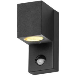 Set 2 x Aplica Perete Exterior Senzor PIR Austin-1-S, GU10, IP44, Negru , Aluminiu, Well