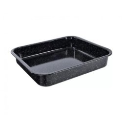 Set 2 x Tava de Copt Emailata Jumbo, 42 x 37 cm, Neagra, Emailul Medias