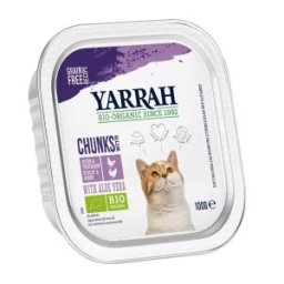 Set 2 x Hrana Umeda Bio pentru Pisici cu Carne de Pui, Curcan si Aloe Vera, 100 g, Yarrah