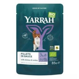 Set 2 x Hrana Umeda Bio pentru Pisici, File cu Carne de Curcan in Sos, 85 g, Yarrah