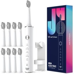 Set 2 x Periuta Dinti Electrica, JTF Sonic, J40, Alba, 8 Capete Periuta, Cablu Incarcare, Suport Periuta