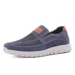 Pantofi barbati de vara din piele naturala nabuc, Otter 85DT80006A 42-2, bleumarin