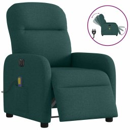 Fotoliu electric de masaj rabatabil, verde închis, textil GartenMobel Dekor