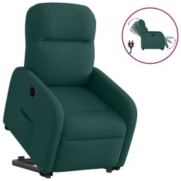 Fotoliu electric rabatabil cu ridicare, verde închis, textil GartenMobel Dekor