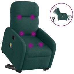 Fotoliu electric masaj rabatabil / ridicare verde închis textil GartenMobel Dekor