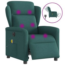 Fotoliu electric de masaj rabatabil, verde închis, textil GartenMobel Dekor