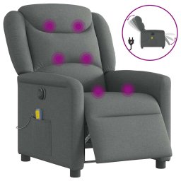 Fotoliu electric de masaj rabatabil, gri închis, textil GartenMobel Dekor